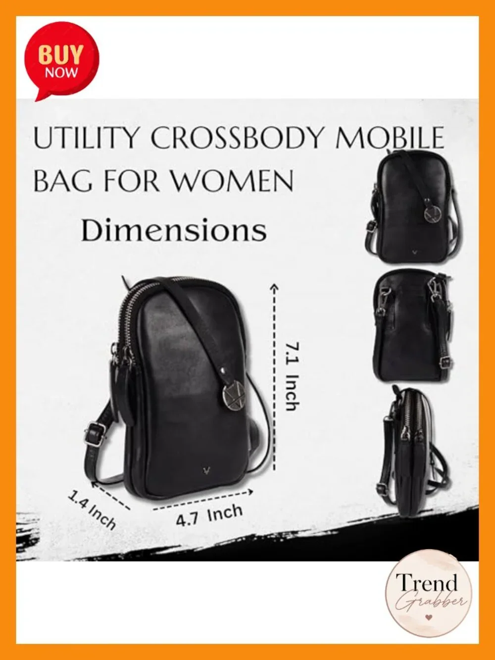 Genuine Italian Leather Small Crossbody Bag with Cell Phone Pocket and